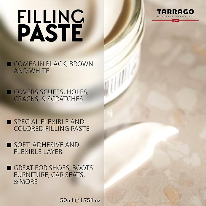 Tarrago Filling Paste - 50ml Leather Filler Repair Compound - Leather Restoration Crack, Burns, Tears, Holes Filler