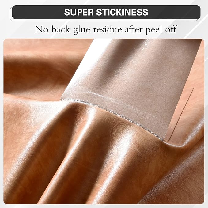YAFLC Leather Repair Patch for Furniture, 4" x 63" Self Adhesive Leather Repair Kit Vinyl Repair Tape for Car Seat Sofa Jackets Couches Chair Retro Camel