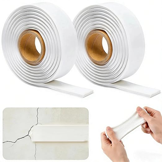 U0U Moldable Silicone Putty,Waterproof Multi Purpose Butyl Seal Putty Tape 66 x 0.6 Inches,Plumbers Duct Seal Putty for Sink Drain Gap Wall Repair (White, 0.6 x 66inch/2pcs)