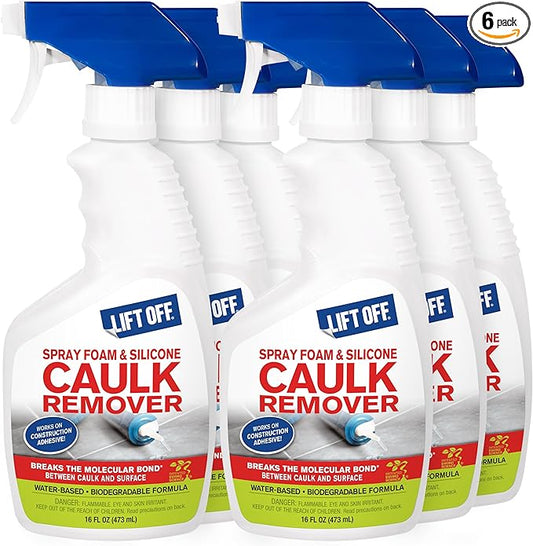 Motsenbocker's Lift Off 41116-6PK 16-Ounce Spray Foam and Silicone Caulk Remover Spray Safe on Showers, Construction Adhesives, Stainless Steel, Ceramic Water-Based, Pack of 6