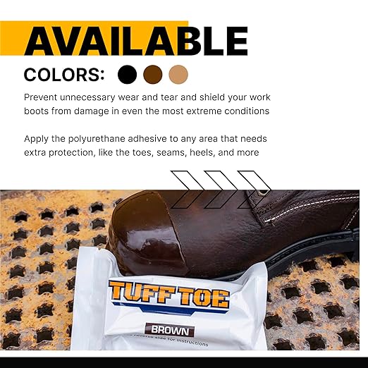 V2 Work Boot Toe Protector, Liquid Boot Guard, Brown Adhesive Shoe Crease Protector & Scuff Preventer for Waterproofing and Hole Repair - Strongest Heavy Duty Shoe Covers for Any Size & Style of Boots
