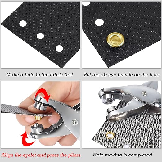 Mudder 301 Pcs Grommet Eyelet Pliers Tool Kit, Fabric Leather Hole Eyelets and Grommets Punch Pliers with 300 Metal Eyelets for Belt Shoes Cloths(1/4 Inch,Gold)
