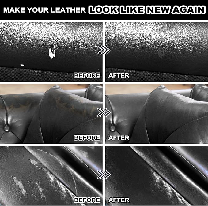 STARTSO WORLD Black Leather Repair Kit, Vinyl Repair kit for Car Interiors, Furniture, Couches, Car Seat, Sofa, Jacket and Purse, Restores Faux, Artificial, Genuine Pleather