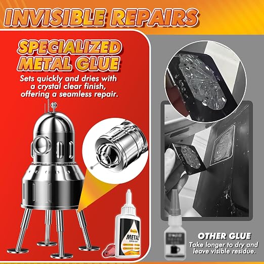 Super Glue for Metal and Stainless Steel 35g - Ultra Strong, Heavy Duty Waterproof, Heat Resistant, Quick-Dry, Clear Glue for Strong Bonding Between Metals, Other Materials, Jewelry Making
