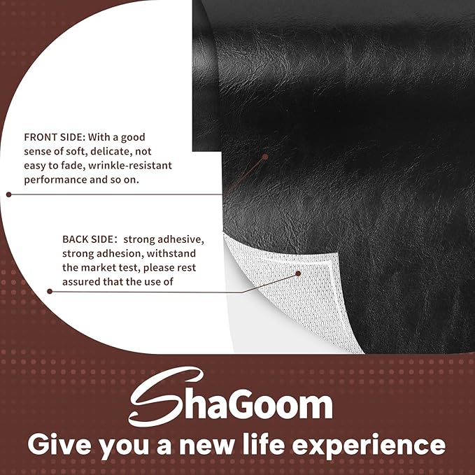 Shagoom Leather Repair Patch, 35X79 inch Strong Sticky Repair Patch Self Adhesive Waterproof, DIY Large Vinyl Patches for Couches, Furniture, Sofa, Car, Chair (DBrown, 35X79 inch)