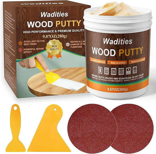 Wadities Natual Wood Filler, Natual Wood Putty, Paintable Stainable Wood Repair Putty, 9.87 Ounce Wood Furniture Repair kit, Quickly Repair Wood Cracks and Holes on Wooden Floor Furniture (Natual)