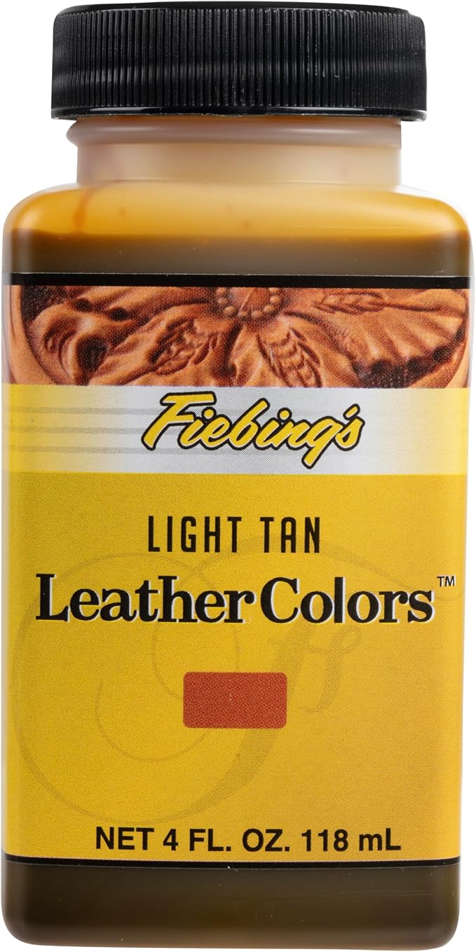 Fiebing's LeatherColors (4 Fl Oz, Light Tan) - Leather Dye for Natural Leather - Water-Based, Non-Flammable Formula - Permanent & Penetrating Color for Shoes, Boots, Furniture - Safe for Institutions