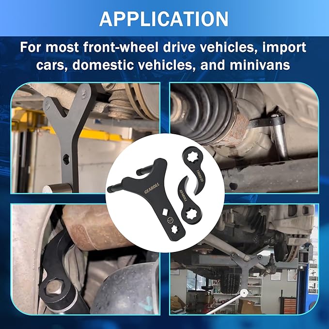 Lower Control Arm Prying Tool with Two Pry Bar Wrench Adaptor Head, Suspension Specialty Arm Lever Bushing Tool, Ratchet Pry Bar Attachment, Compatible with 1/2" Drive Extension Breaker Bar