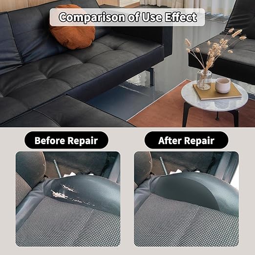 BSZHTECH Leather Repair Tape Self-Adhesive Leather Repair Patch for Couch Furniture Sofas Car Seats Advanced PU Vinyl Leather Repair Kit (Black, 17X157 inch)