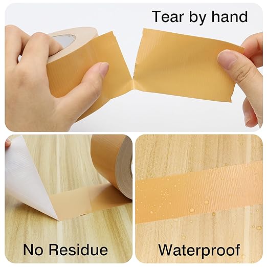 Duct Tape 1 Inch X 44 Yards, 8.5 mil Thickness, Heavy Duty Brown Duct Tape, No Residue, Waterproof, Tear by Hand for Repairs, Industrial, Professional Use