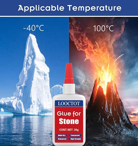 LOOCTOT 30g Stone Glue,Marble Glue,Super Instant Glue Bonding Between Stones,Glue for Granite,Artificial Stone and Tile Products Repair,Waterproof Clear