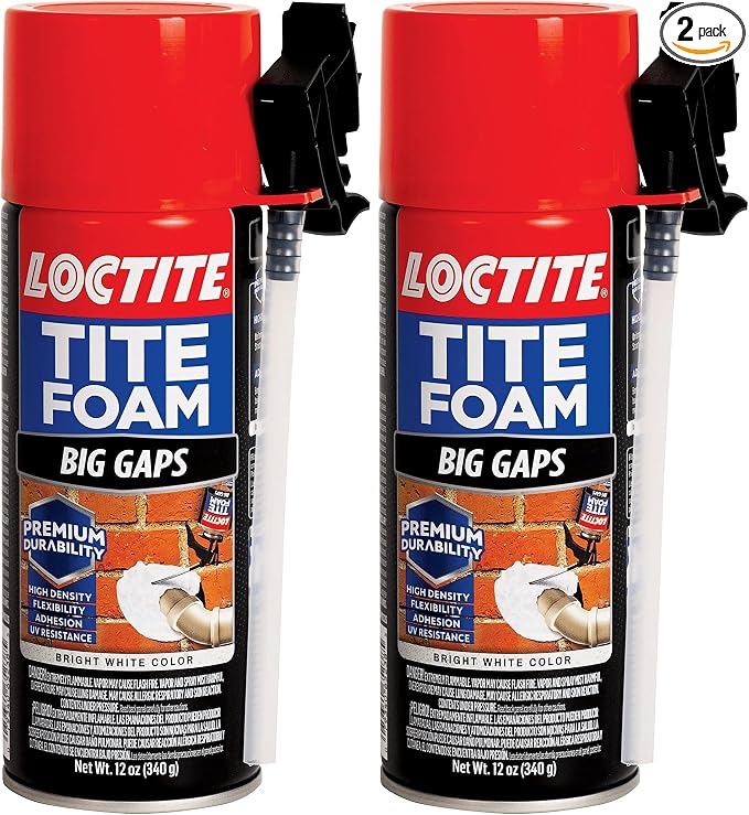 Loctite Tite Foam Big Gaps Spray Foam Sealant, Polyurethane Expanding Insulation - 12 fl oz Can, Pack of 2