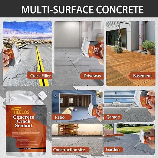 Concrete Crack Filler,2 Pack Cement Crack Sealant, High Elasticity Crack Filler Repair Sealer, Self Leveling Waterproof Caulking Glue Sealing Adhesive for Concrete Driveway, Patio, Sidewalk (Grey)