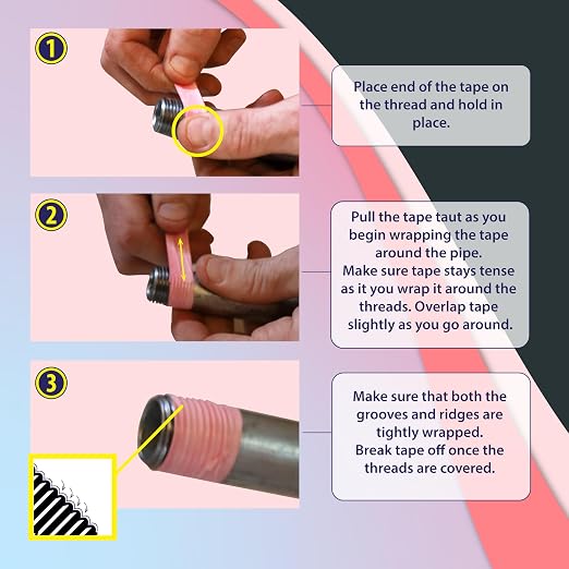 Gasoila Pink PTFE Thread Seal Tape – Professional-Grade High-Density Thread Tape for Water Lines – Leak-Proof Seal, Non-Toxic (1/2 Inch x 260 Inch Roll)