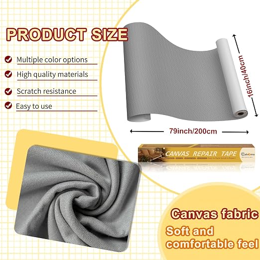 Cahomo Canvas Repair Tape 16x79 inch, Self Adhesive Fabric Patches, Couch Repair Patch Kit, Fabric Repair Tape for Furniture, Sofas, Carpet, DIY, Headboards, Chairs, Pillows, Canvas Goods - Burgundy
