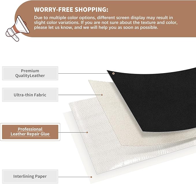 ONine Leather Repair Patch,Self-Adhesive Couch Patch,Multicolor Available Scratch Leather 8.3X11 Inch （2pcs） Peel and Stick for Sofas,Car Seats Backpack Jackets(Black-Fine Grain)