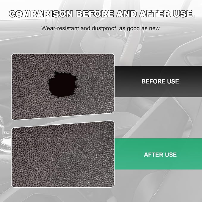 2 PCS Leather Repair Patch Tape, 4 x 8 Inch PU Vinyl Repair Patches for Car Upholstery Seat, Waterproof Self Adhesive Leather Tape Repair Kit for Furniture Couches Chairs (Gray)