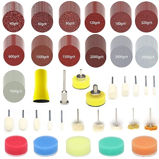 149pcs 1inch Sandpaper 40-7000grit Sanding Disc with Polishing Buffing Wheel Set Shank Backing Pad,Polishing Pads and Buffering Pad for Drill Grinder Rotary Tools, Wood Metal Jewelry