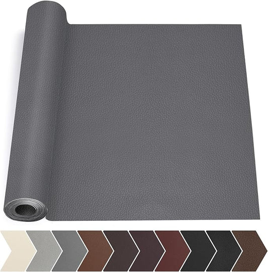 Leather Repair Tape, 17 X 79 in Leather Repair Kit for Furniture, Self Adhesive Repairing Patch Large Vinyl Patch Tape for Sofa, Car Interior, Couch, Car Interior, Car Seats (Dark Gray)