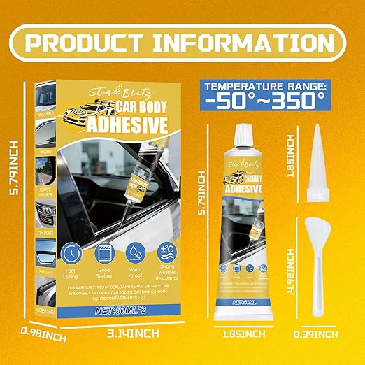 Window Sealant Black Silicone Sealant Water-Repellent Durable Sturdy, High Temperature Versatile Sealing Windscreen Sealant for Car Headlights, Rubber Seals (Yellow)