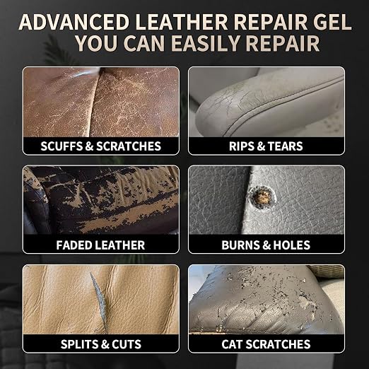 Advanced Leather Repair Gel, 2026 Upgrade Leather Repair Kit for Car Seat Vinyl Repair Kit, Professional Leather Repair Coloured Cream Gel, Multifunctional Couch and Jacket Repair Kit (Blue)