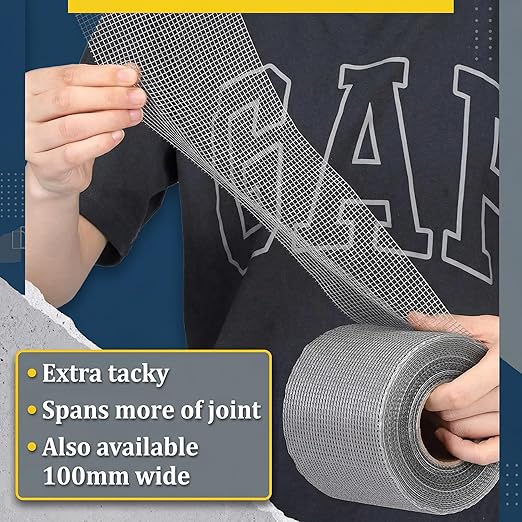 150 ft x 4 Inch Cement Board Joint Tape Self Adhesive Durable Gray Fiberglass Mesh Drywall Mesh Repair Tape for Cement Board Joints Repairing, Sealing and Strengthening