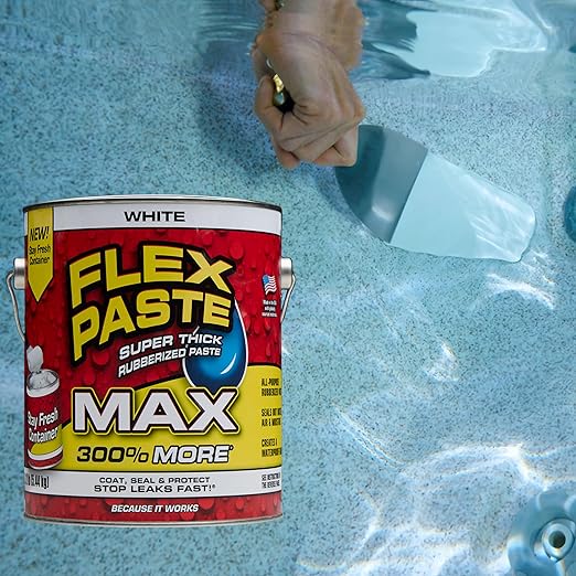 Flex Paste, Waterproof Paintable Putty, Spackle Sealant, Fill Gaps Cracks Holes - Block Out Water and Air - UV Resistant - Walls, Drywall, EPDM, Concrete, Roof, RV Repairs, White, MAX