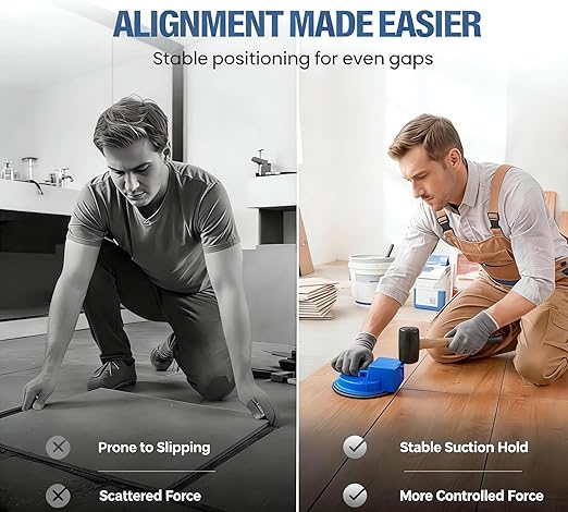 Floor Gap Fixer Tool, Cast Aluminum, Heavy Duty Flooring Repair Kit with Vacuum Suction Cup for Laminate, Vinyl, Wood and Tile Floors (Blue)