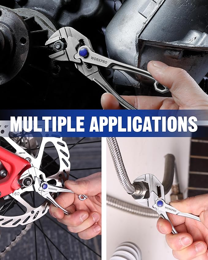 WORKPRO Mini Pliers Wrench, 4-Inch Smooth Jaw Pliers, High-Toughness Alloy Steel Adjustable Wrench Pliers with Smooth Parallel Jaws, Anti-Rust Coating, EDC Pliers for Tight Spaces & Versatile Use