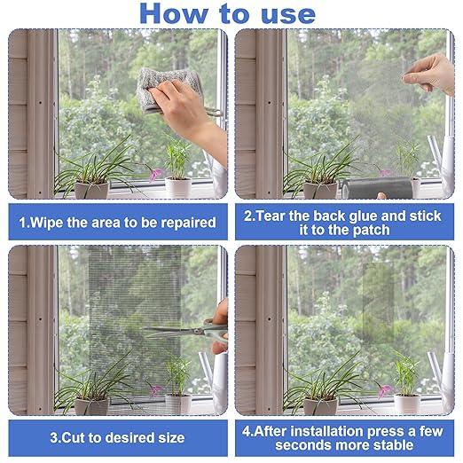 CroBlissful Extra Wide 5 inch x 30 ft Window Screen Tape Mesh Repair Strong Adhesive Waterproof Fiberglass Screen Repair Kit Patch for Window Door Tears Holes(Gray)
