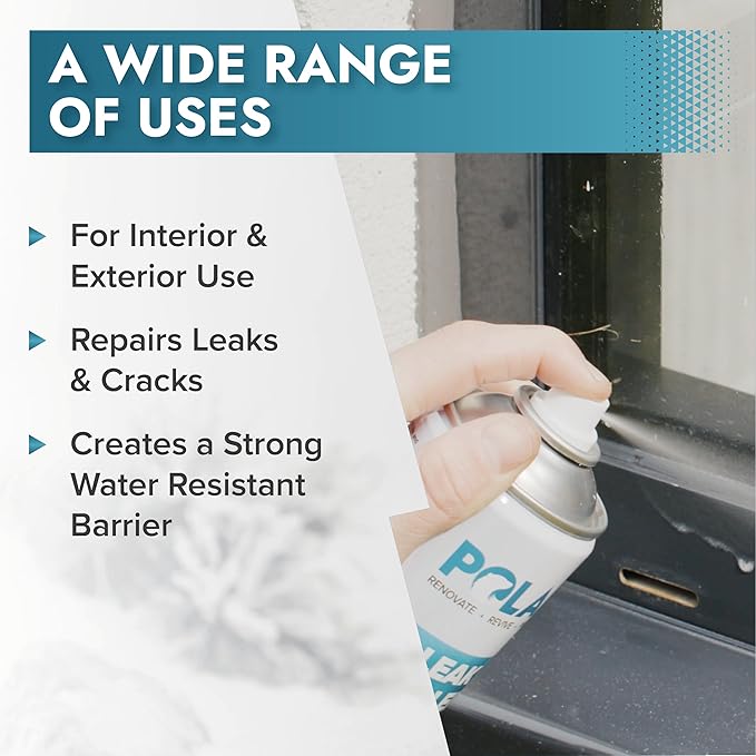 Polar Clear Leak Fix Spray - 6 x 13.5fl. oz - Waterproof Roof Sealant - Instantly Seals Leaks and Cracks, for Lasting Protection on Roofs, Drainpipes & Gutter Repairs- for Interior and Exterior Use
