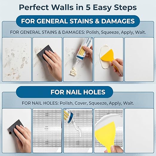 Drywall Patch Repair Kit, 2 Pack Wall Mending Agent for Holes & Cracks - Wall Repair Paste for Nail Holes, Dents & Efficient Crack Repair