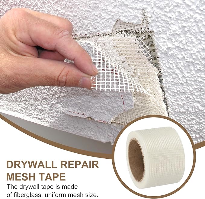 PATIKIL Drywall Repair Mesh Tape, 3 inch x 82 ft Fiberglass Repair Patch Self-Adhesive Dry Wall Joint Tape 8 Mesh Wall Hole Crack and Seam Patch, White