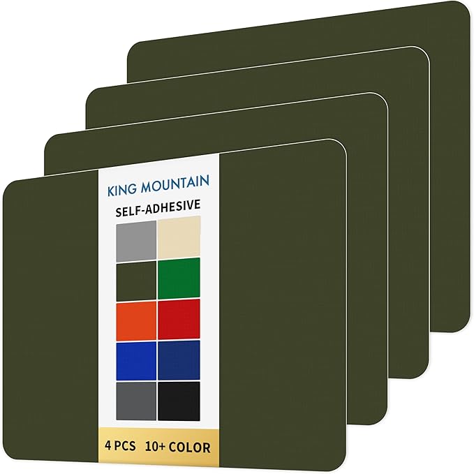 KING MOUNTAIN Self Adhesive Nylon Fabric Repair Patch, 9×11 Inches 4 Pcs, Quick Down Jacket Repair Patch, Waterproof Outdoor Gear Patch Kit for Tent,Backpacks,Umbrella, Gloves (Army Green