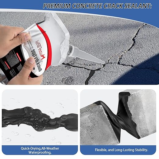 Asphalt Crack Filler, Crack Repair Sealant, Driveway Crack Sealer for Asphalt & Blacktop, Fast-Drying, Weather-Resistant, Easy to Apply Pavement Repair Sealant(2 Pcs,2.2LB)