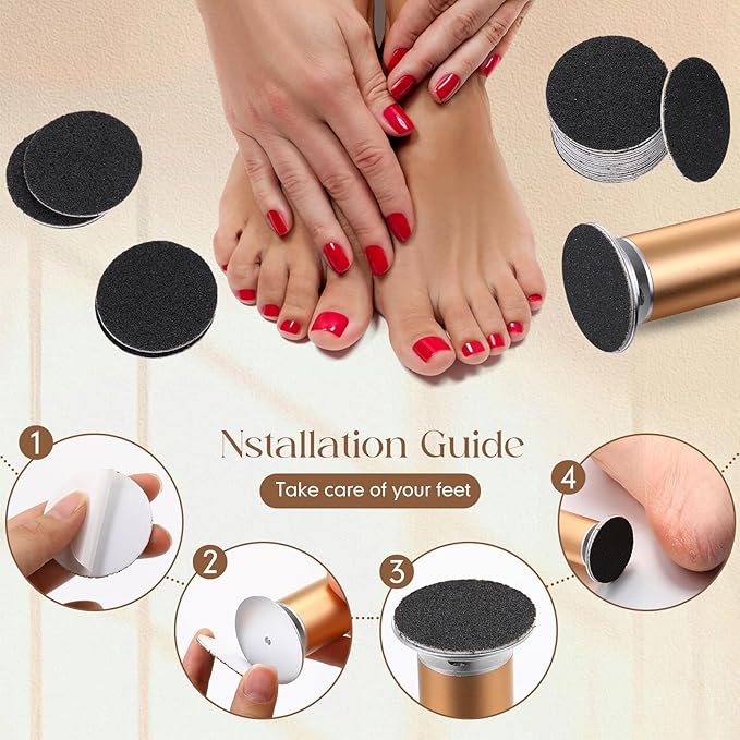 Gisafai 500 Pcs Sanding Replacement Pad Sandpaper Disk for Electric Foot File Callus Remover Tool Black Foot File Disc for Men Women Cracked Heels Dead Skin(80 Grit)