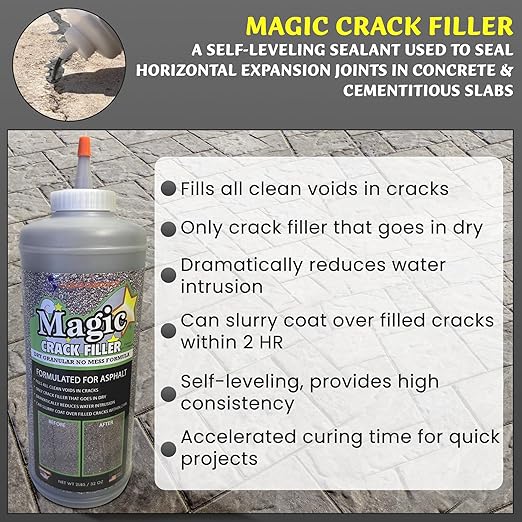 Magic Crack Filler 2.5LB Asphalt Black, for Filling in Cracks on Asphalt Driveways and Roads. Installs Easily Dry Granular No Mess and DIY (Black, 1)