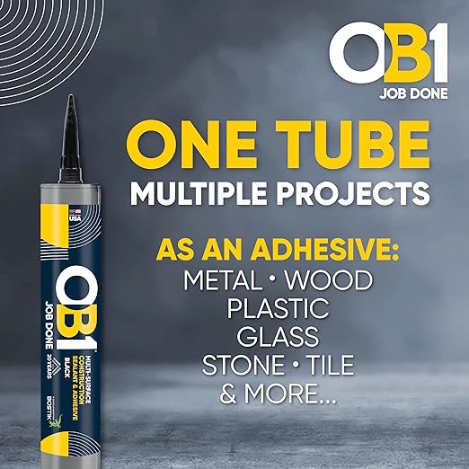 OB1 Universal Caulk Sealant & Adhesive Black 10.1oz | Professional Grade Premium All-in-One Advanced Hybrid 3-in1 | Water Resistant Internal & External | Shrink Crack UV & Fade Resistant | 1 Cartridge