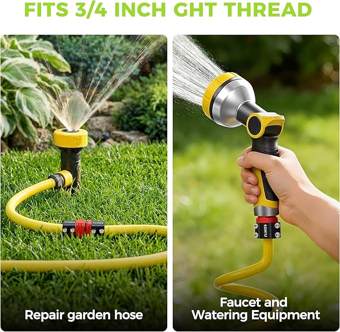 Garden Hose Repair Kit with Upgraded Tight Clamp - 3 Sets Heavy Duty Aluminum Alloy Hose Connector, Fit for 3/4" Hoses, Includes 6 Extra Washers - Leak-Proof Easy Fix (Red)
