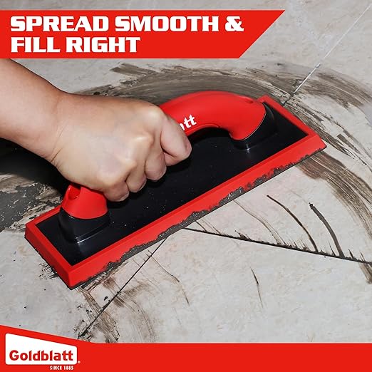 Goldblatt Grout Float with 3 Replaceable Pads, 3-3/4" x 9-5/8" Rubber Grout Float for Tile with Soft-Grip Handle, Tools for Floor & Wall Tiles, Smooth Application for Epoxy & Concrete