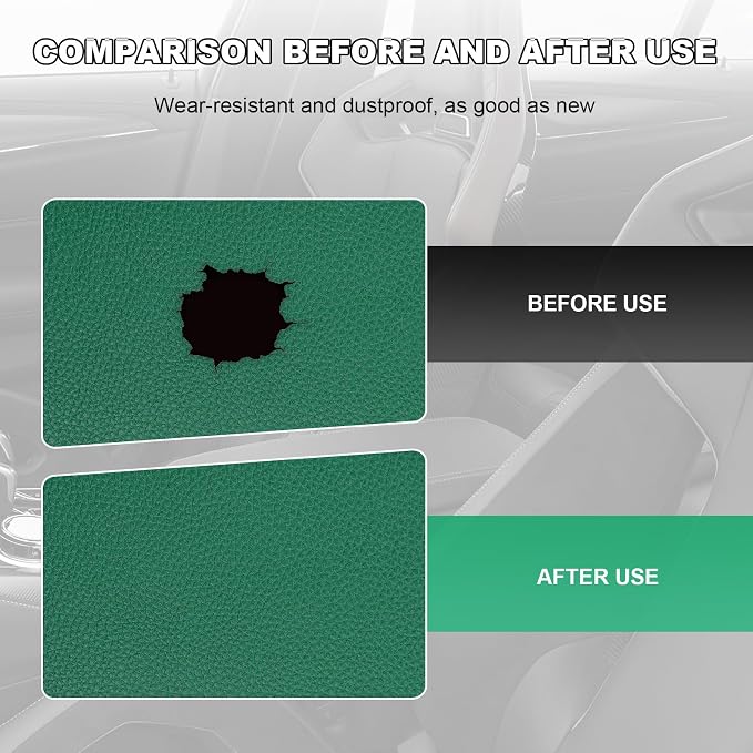 2 PCS Leather Repair Patch Tape, 4 x 8 Inch PU Vinyl Repair Patches for Car Upholstery Seat, Waterproof Self Adhesive Leather Tape Repair Kit for Furniture Couches Chairs (Green)