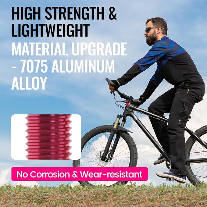 RideNow Tubeless Presta Valve Stems, 45mm Super Light 7075 Aluminum Alloy Presta Tubeless Valve Stem Kit with Valve Core Remover Tool and Valve Stem Caps, Multiple Color & Size Options(Pair), Rose Red