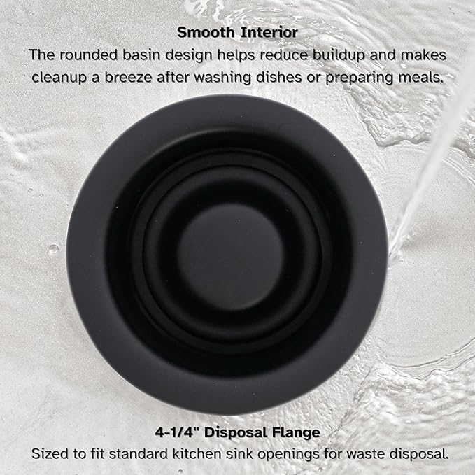 Westbrass D2089-50-62 4-1/4" Kitchen Sink Waste Disposal Drain Flange and Stopper, Matte Black (50-Pack)