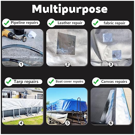 Black Awning Repair Tape,3INx25FT,Waterproof Repair Tape for Fabric,RV Awning,Tarp,Tent,Tarp,Tent,Sail,Underbelly,Boat Cover,Canvas,Outdoor Repair Patch,UVproof,Heavy Duty
