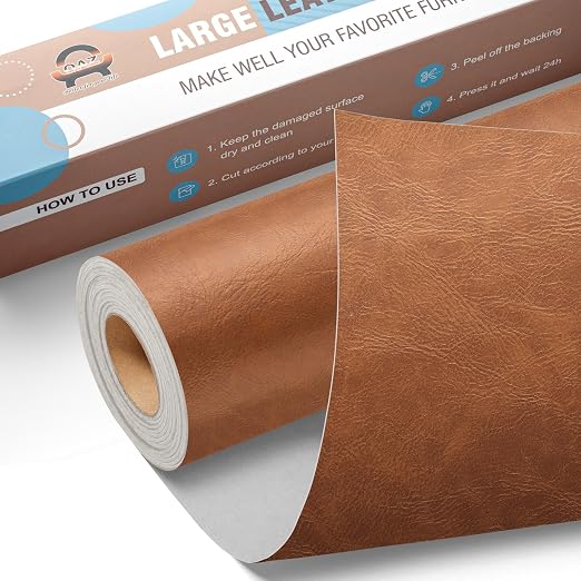 Leather Repair Kit for Furniture 16"x 31.5" Leather Tape Repair Patch Self Adhesive Sofa Vinyl Repair Patch Kit for Car Seat,Couch,Boat Seat,Chair - Classic Brown