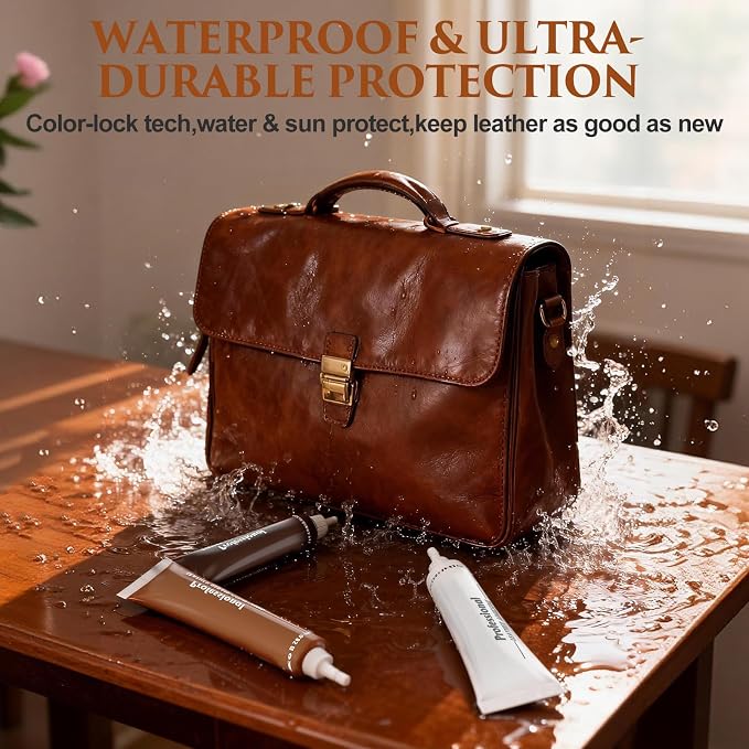 Leather Repair Kit for Furniture, Vinyl Repair Kit with Super Easy Instructions to Match Any Brown Color, Restore Any Glossy Leather Surface, Car Seats, Sofa, Jacket, and Purse
