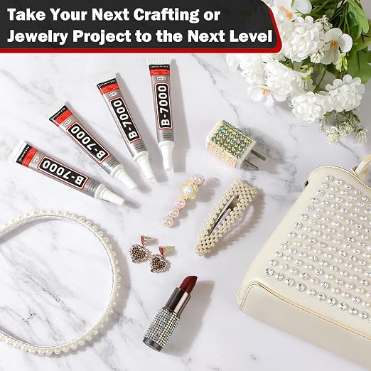 B-7000 Glue Clear with Precision Tip, 15ml 24 Pack Multi-Function Craft Adhesive, Waterproof Strong Bond Glue for Jewelry Making, Rhinestones, Bedazzling, Crafts, Shoes, Fabric, Phone Repair