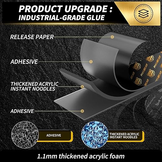 Heavy Duty Double Sided Tape for Automotive, No Residue,High Temperature Resistant Adhesive Strips for Rear Spoiler Wing,Rain Guard,Side Mirror Rain Guard,Secures dashcams,Car Accessories Interior