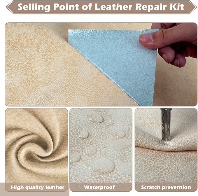 Leather Repair Tape, 16x40 inch Leather Patches for Furniture, Self Adhesive Leather Repair Patch for Sofas, Couches, Leather Covers, Seats, Chairs, Vinyl Repair Tape Retro Dark Gray