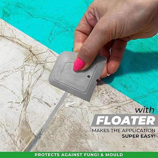 PentaUSA Tile Grout Repair Kit with Removal Tool - Premixed Acrylic Sanded Grout Filler for Bathroom, Shower, and Kitchen, Includes Applicator Spatula, and Sponge - (Gray) (8.8oz / 250g)